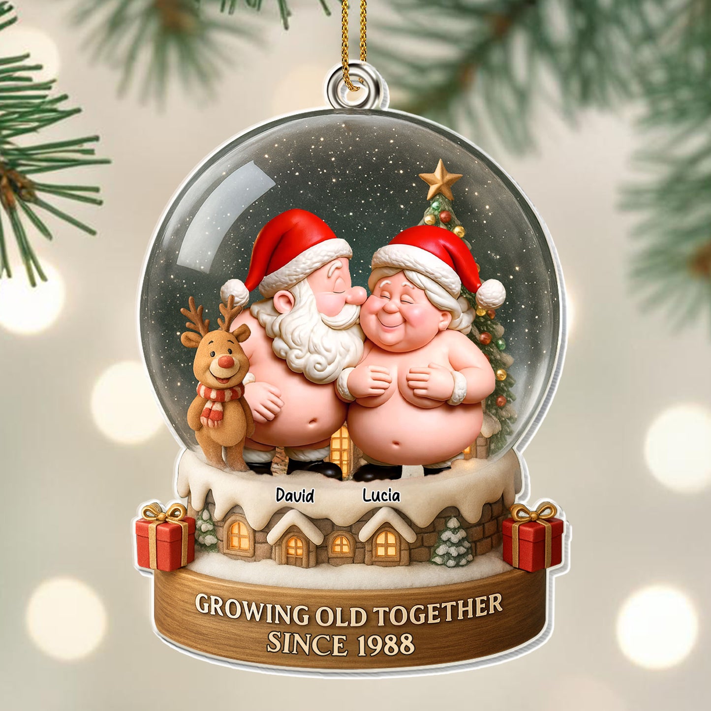 Growing Old Together With Santa Hats And Christmas Theme