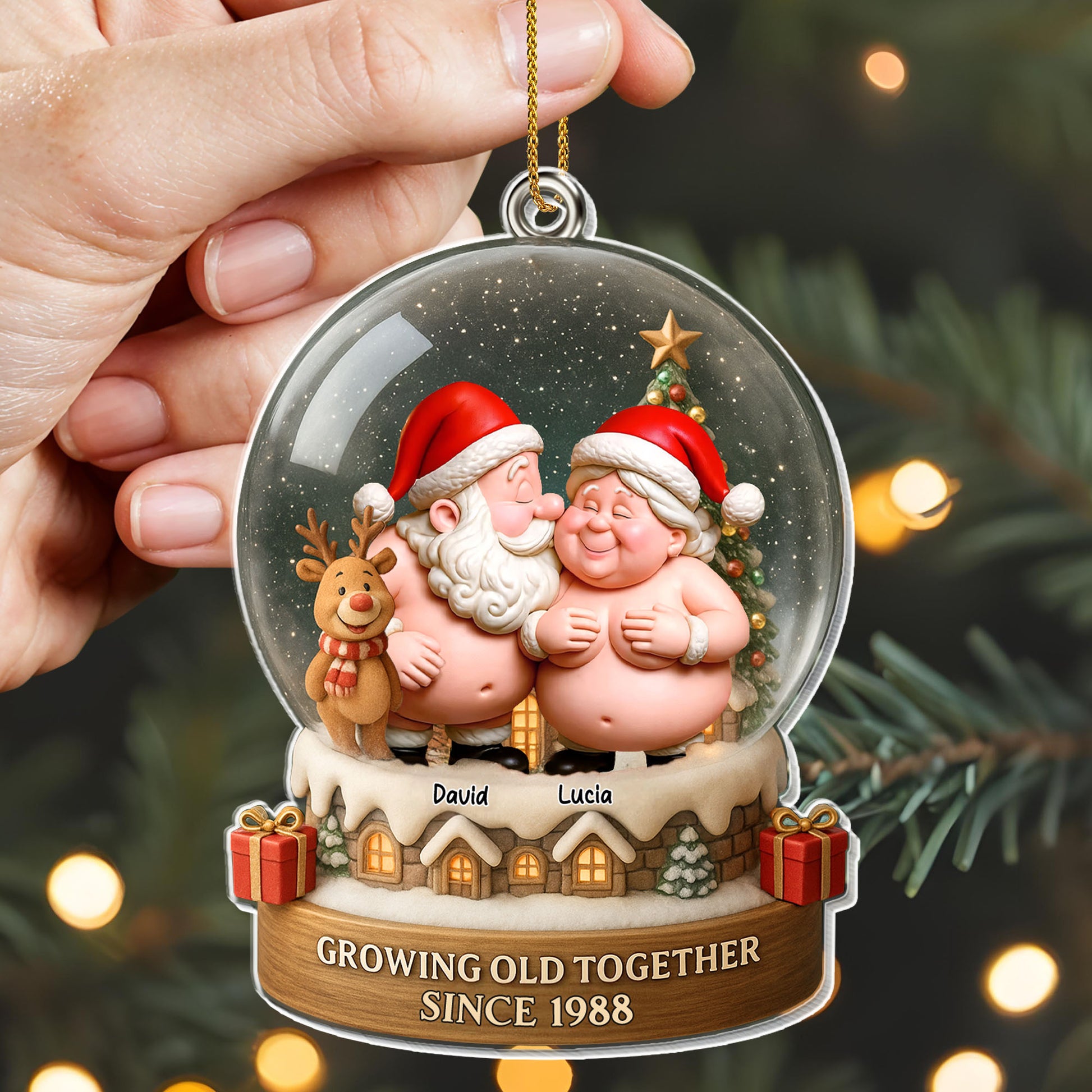 Growing Old Together With Santa Hats And Christmas Theme