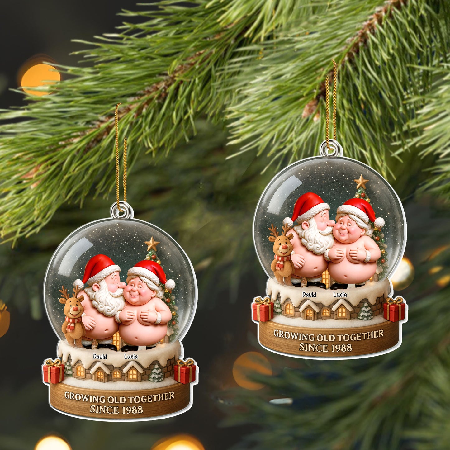 Growing Old Together With Santa Hats And Christmas Theme