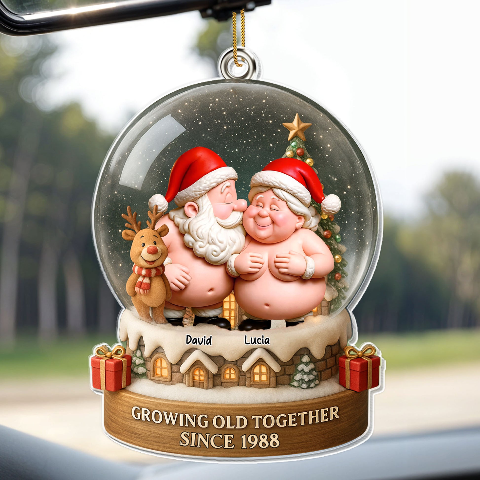 Growing Old Together With Santa Hats And Christmas Theme