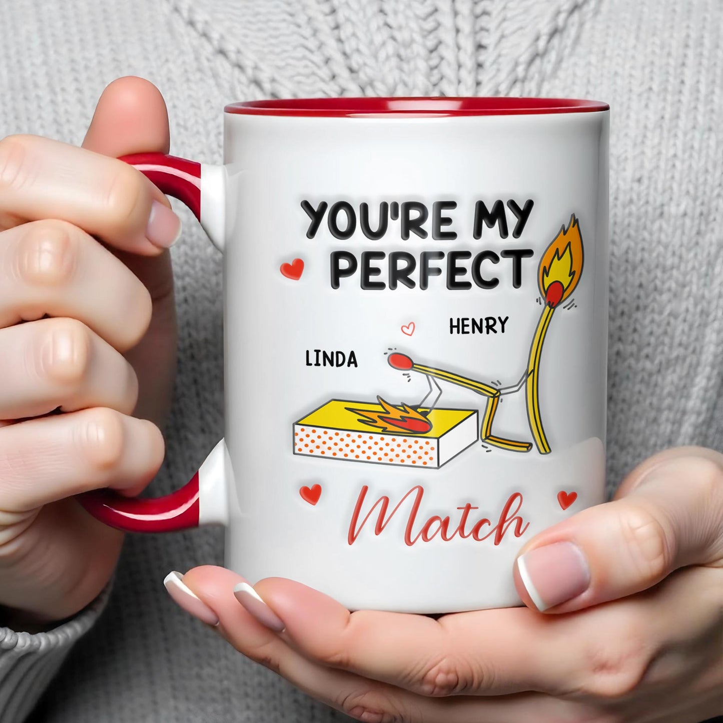 You're My Perfect Match With Matchstick And Hearts