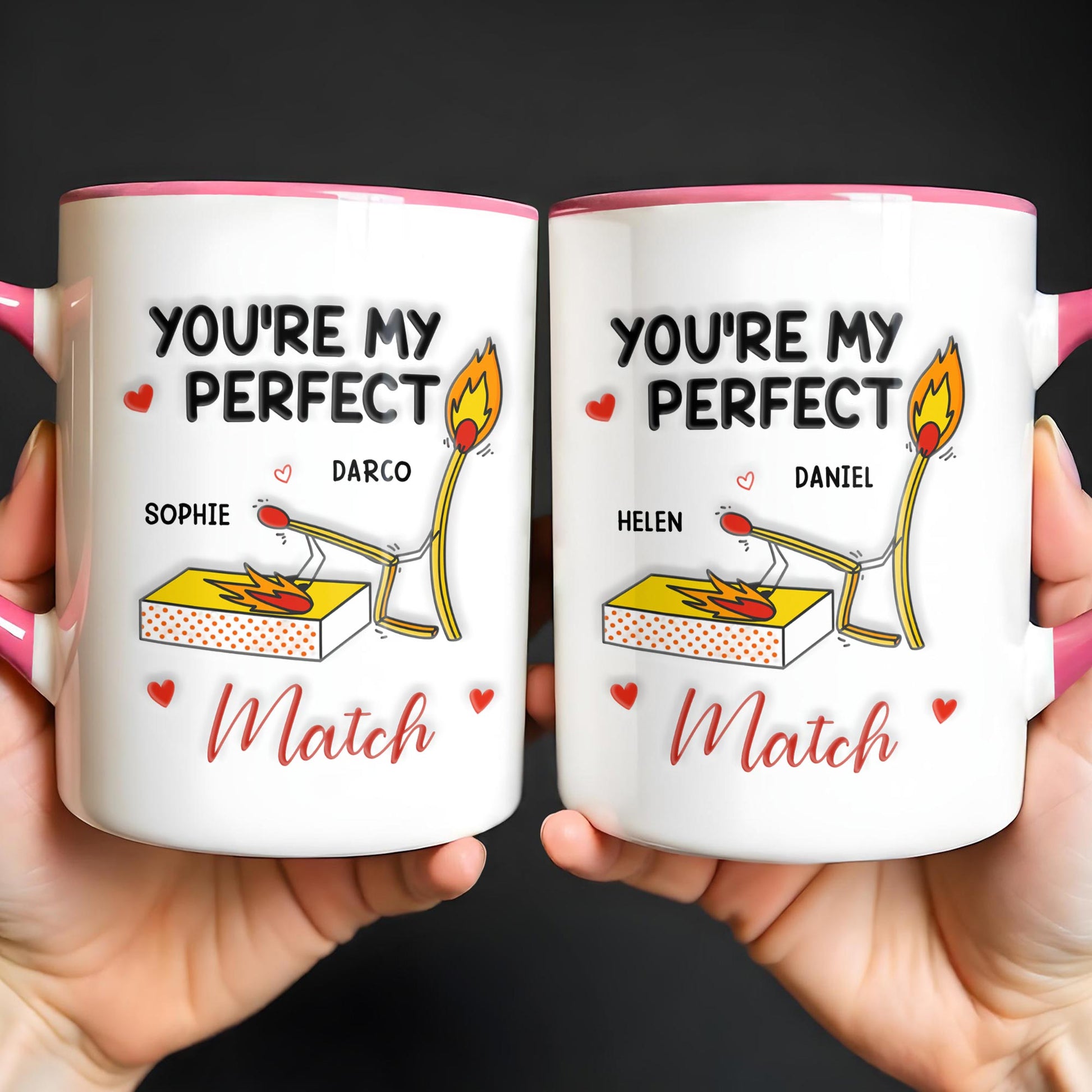 You're My Perfect Match With Matchstick And Hearts