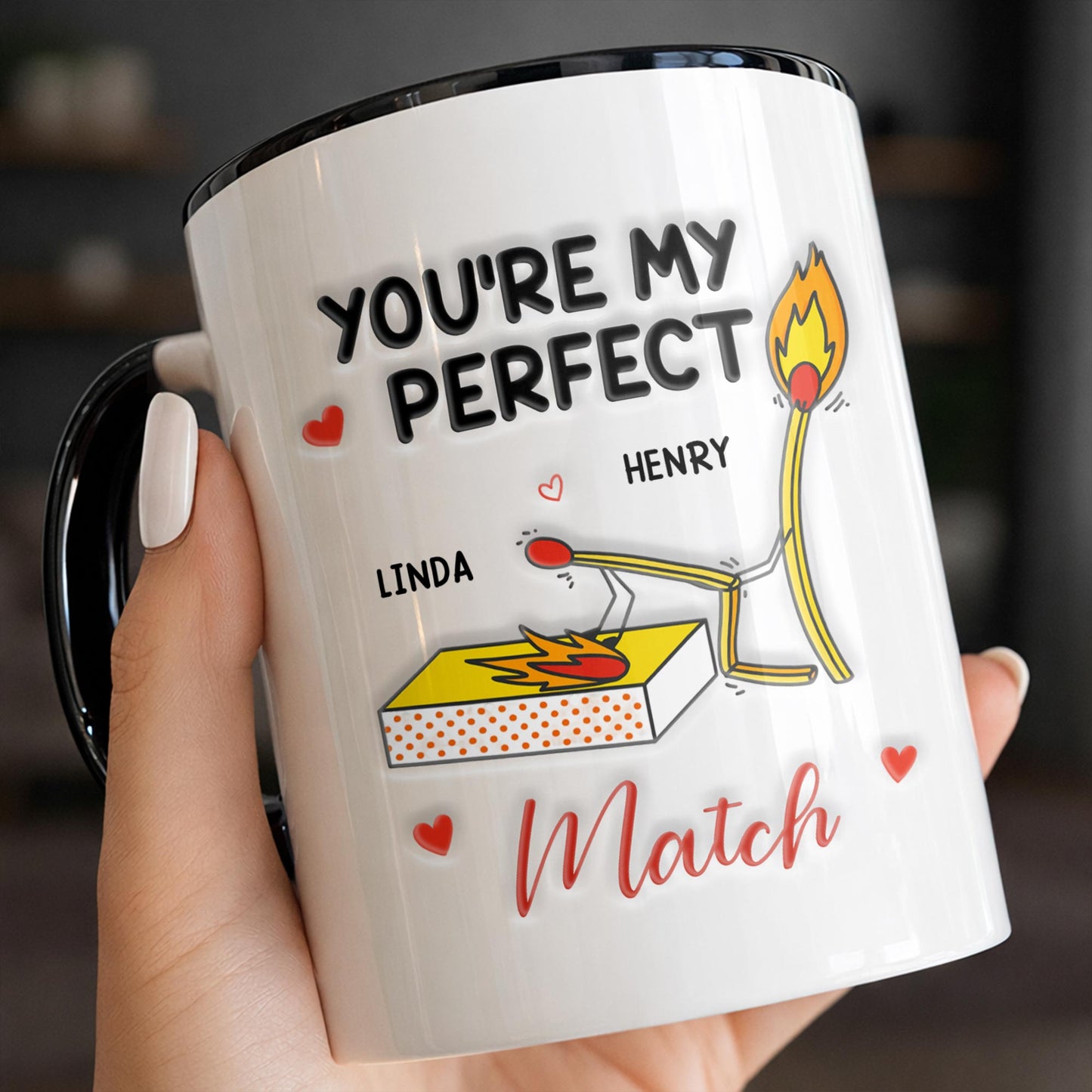 You're My Perfect Match With Matchstick And Hearts