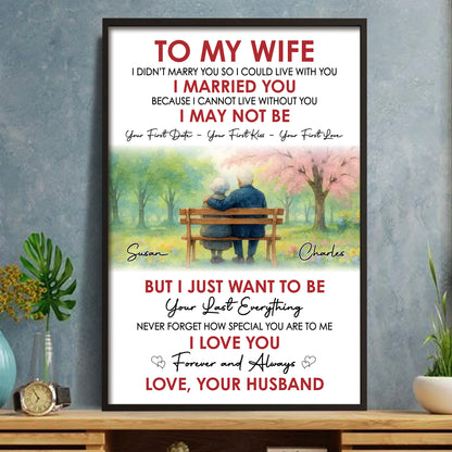 To My Wife, Elderly Couple On Park Bench