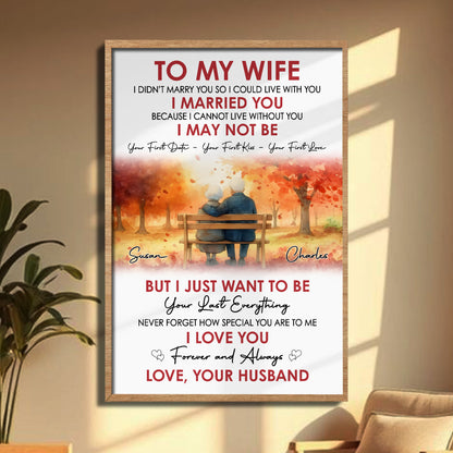 To My Wife, Elderly Couple On Park Bench