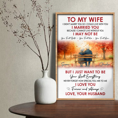 To My Wife, Elderly Couple On Park Bench