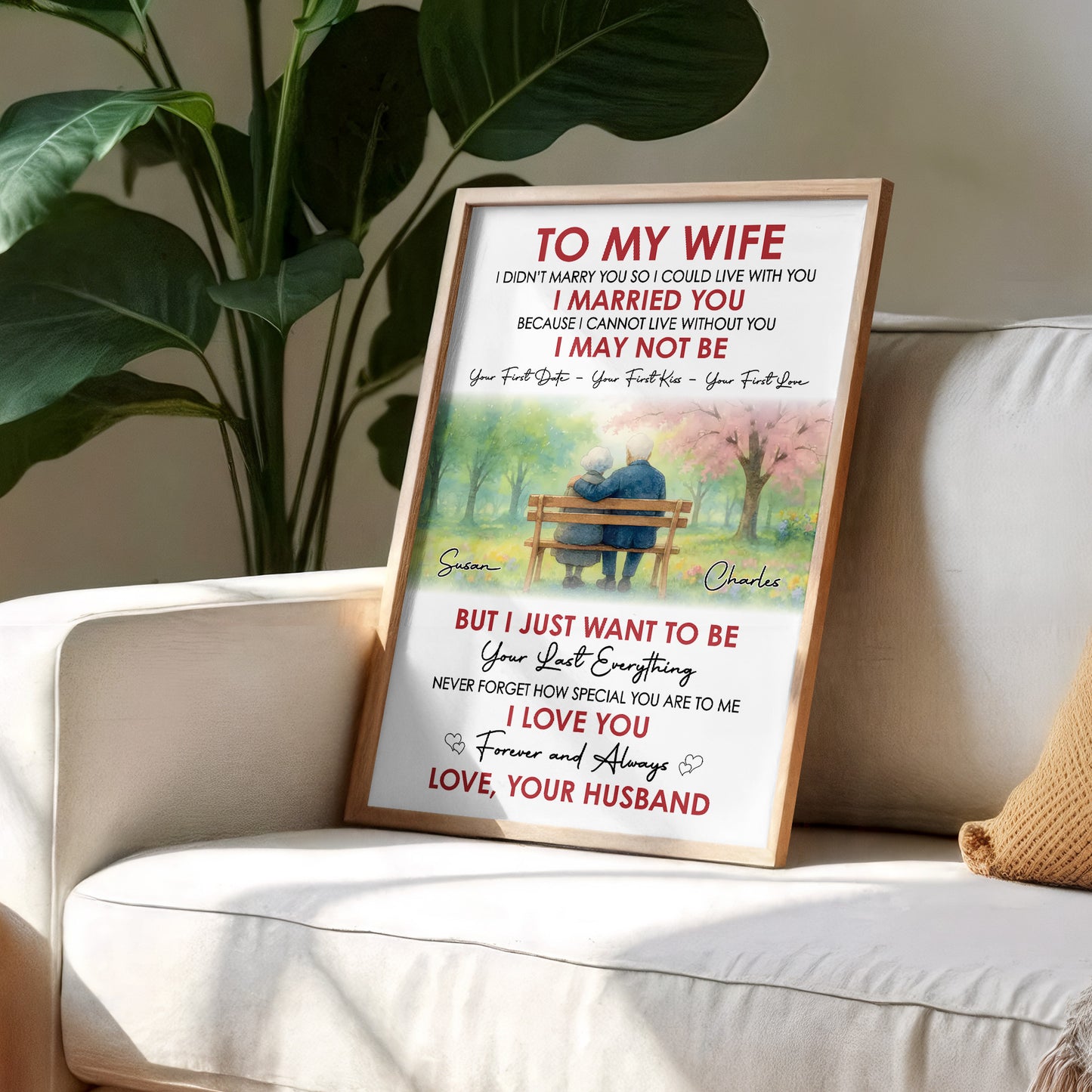 To My Wife, Elderly Couple On Park Bench