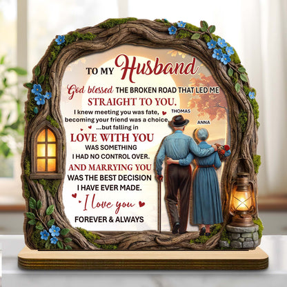 To My Husband, Tree And Lantern Design