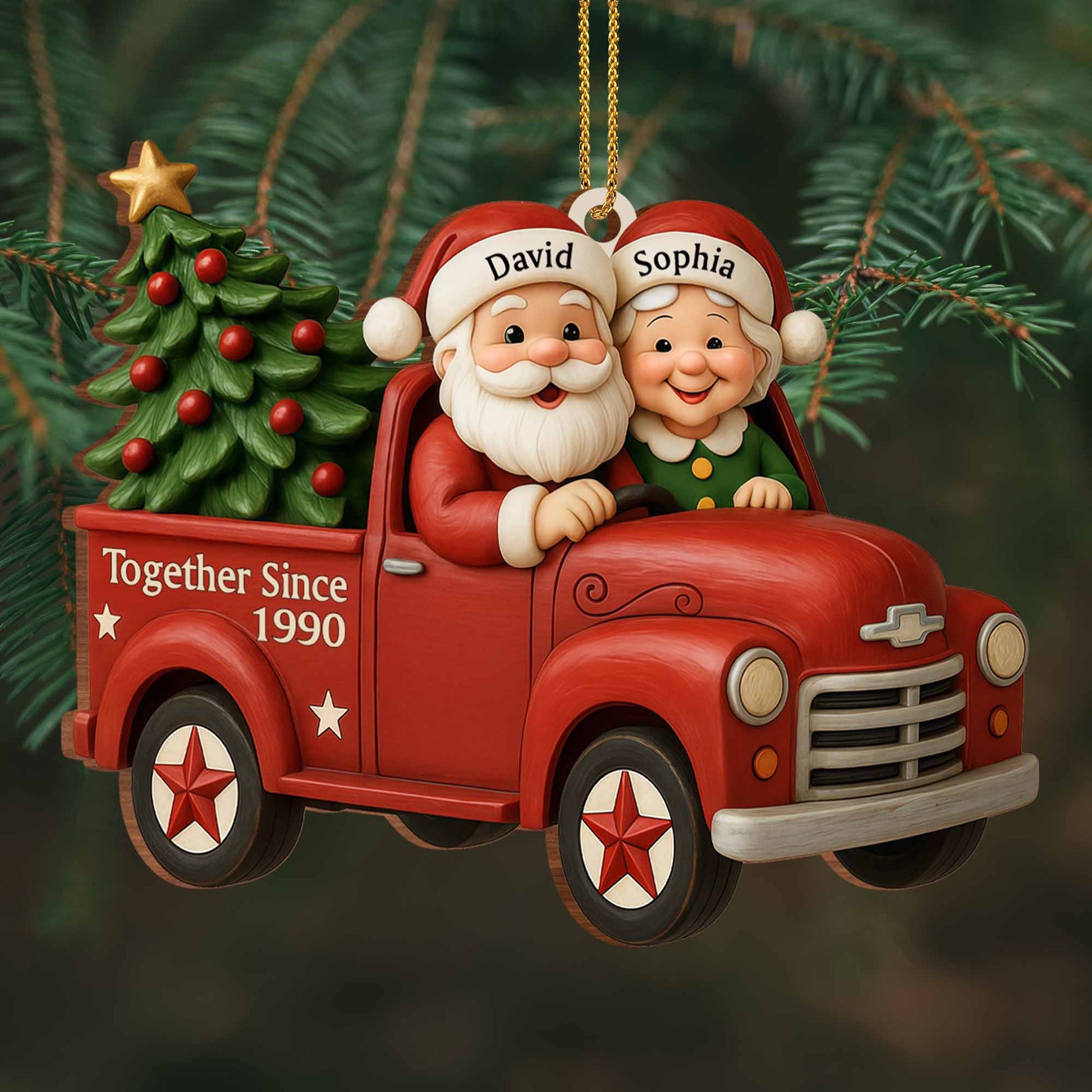 Together Since Custom Year With Santa Claus And Christmas Tree