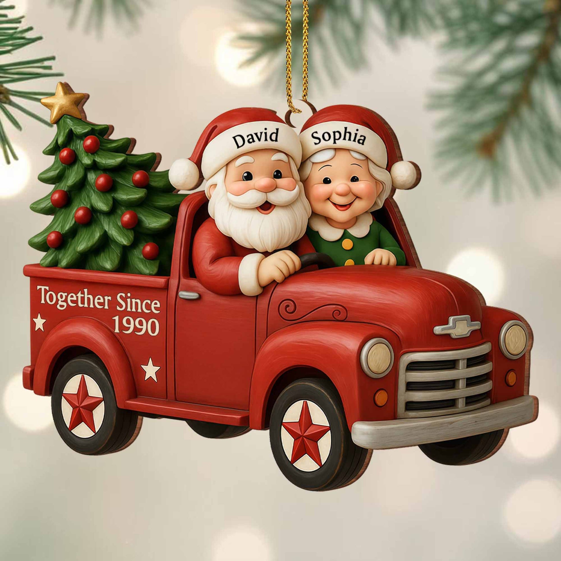 Together Since Custom Year With Santa Claus And Christmas Tree