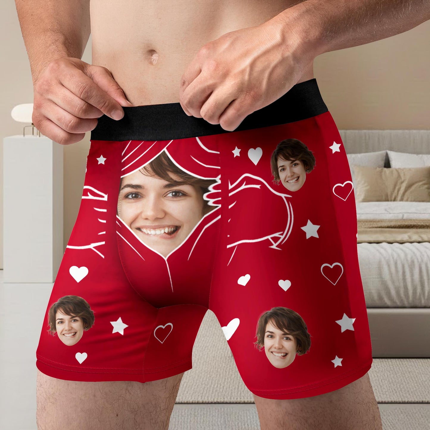Celebrate Your Love With Hearts And Stars - Personalized Men's Boxer Briefs - CPL946_MENB
