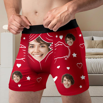 Celebrate Your Love With Hearts And Stars - Personalized Men's Boxer Briefs - CPL946_MENB