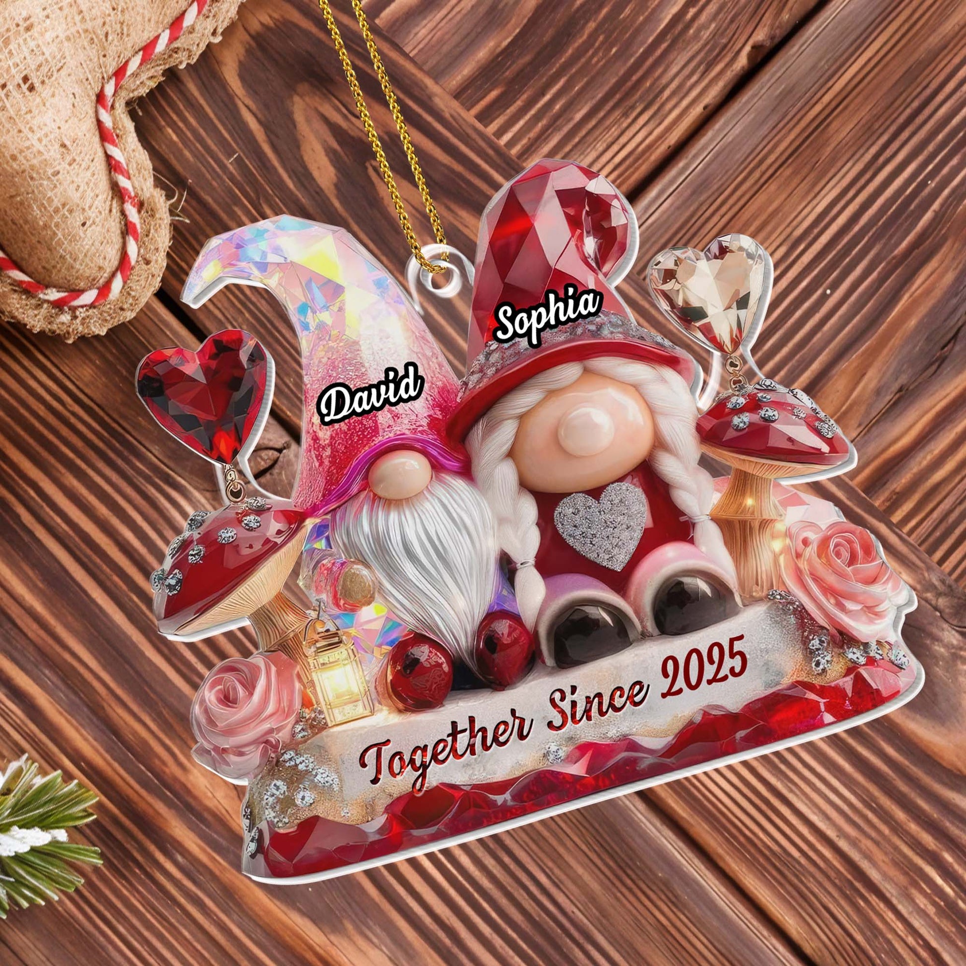 Together Since Custom Year With Gnomes and Roses