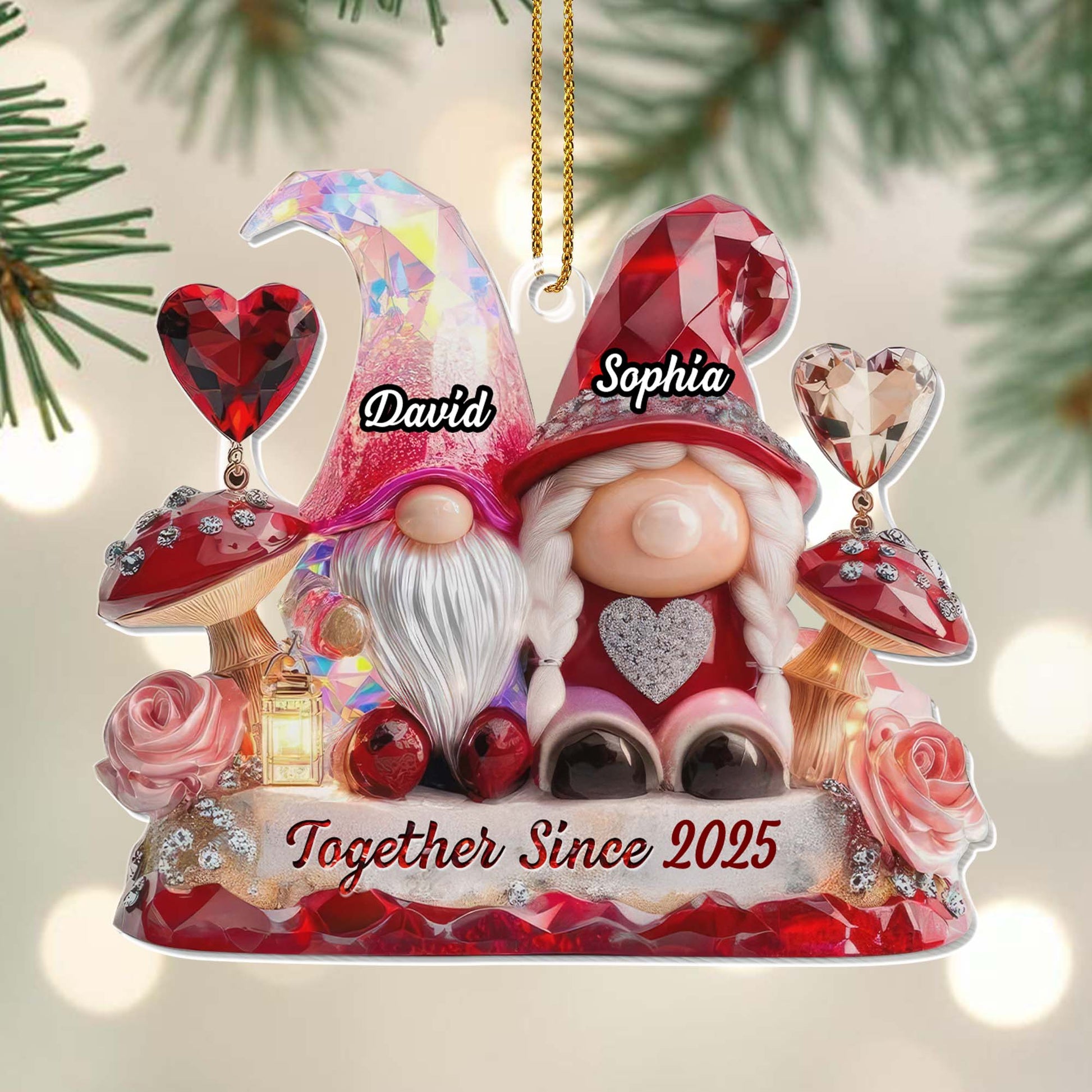Together Since Custom Year With Gnomes and Roses