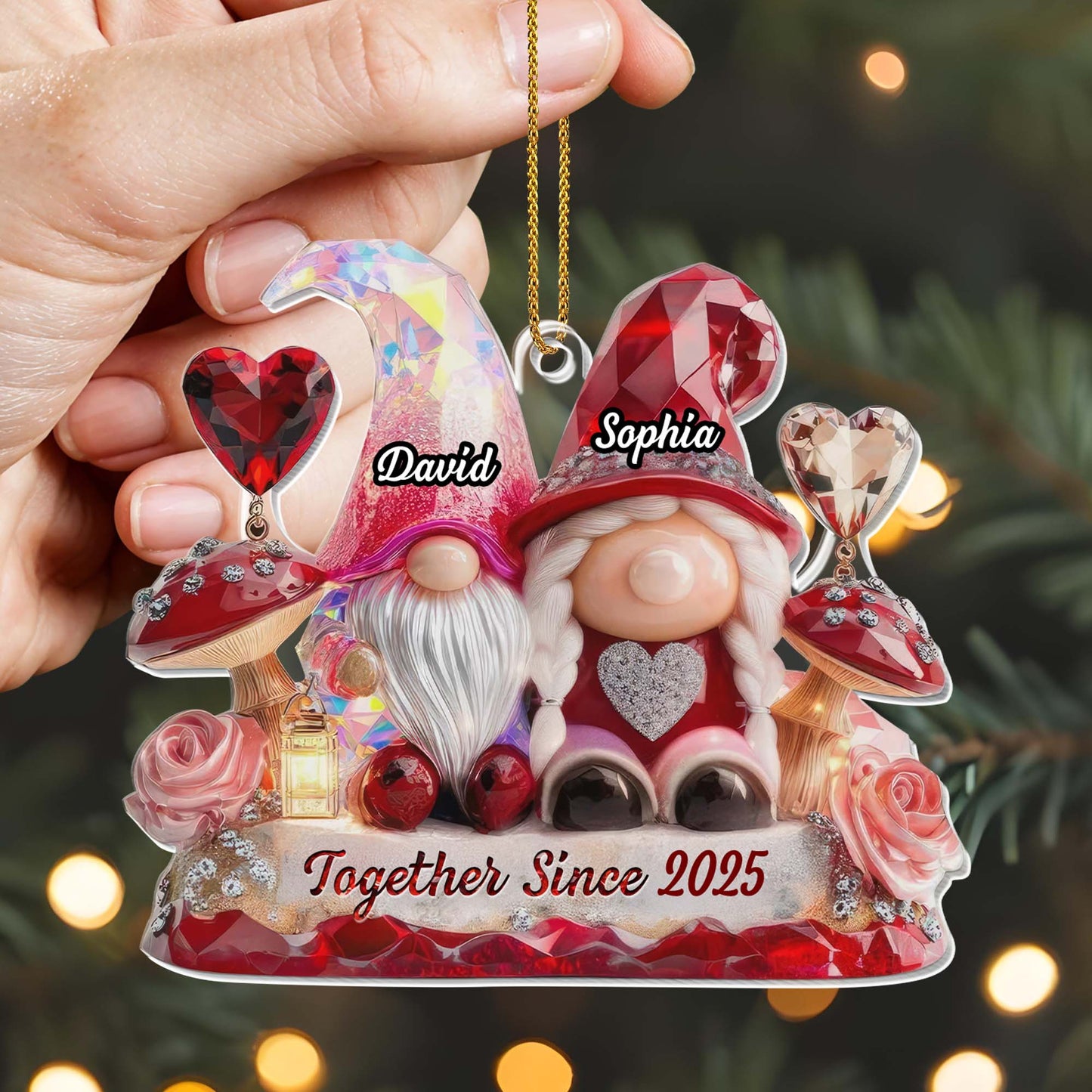 Together Since Custom Year With Gnomes and Roses