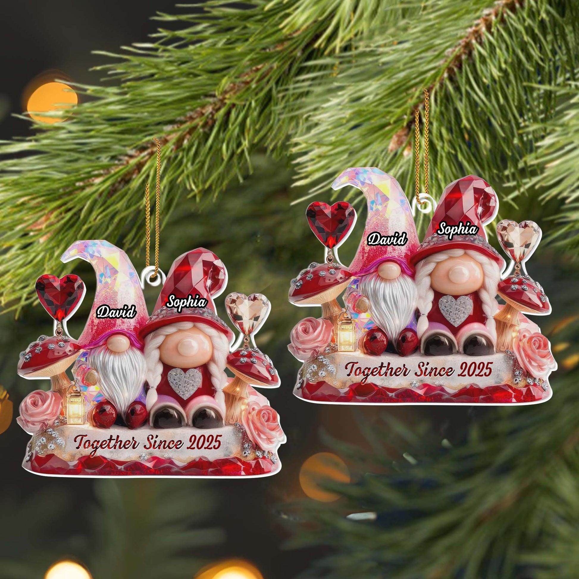 Together Since Custom Year With Gnomes and Roses