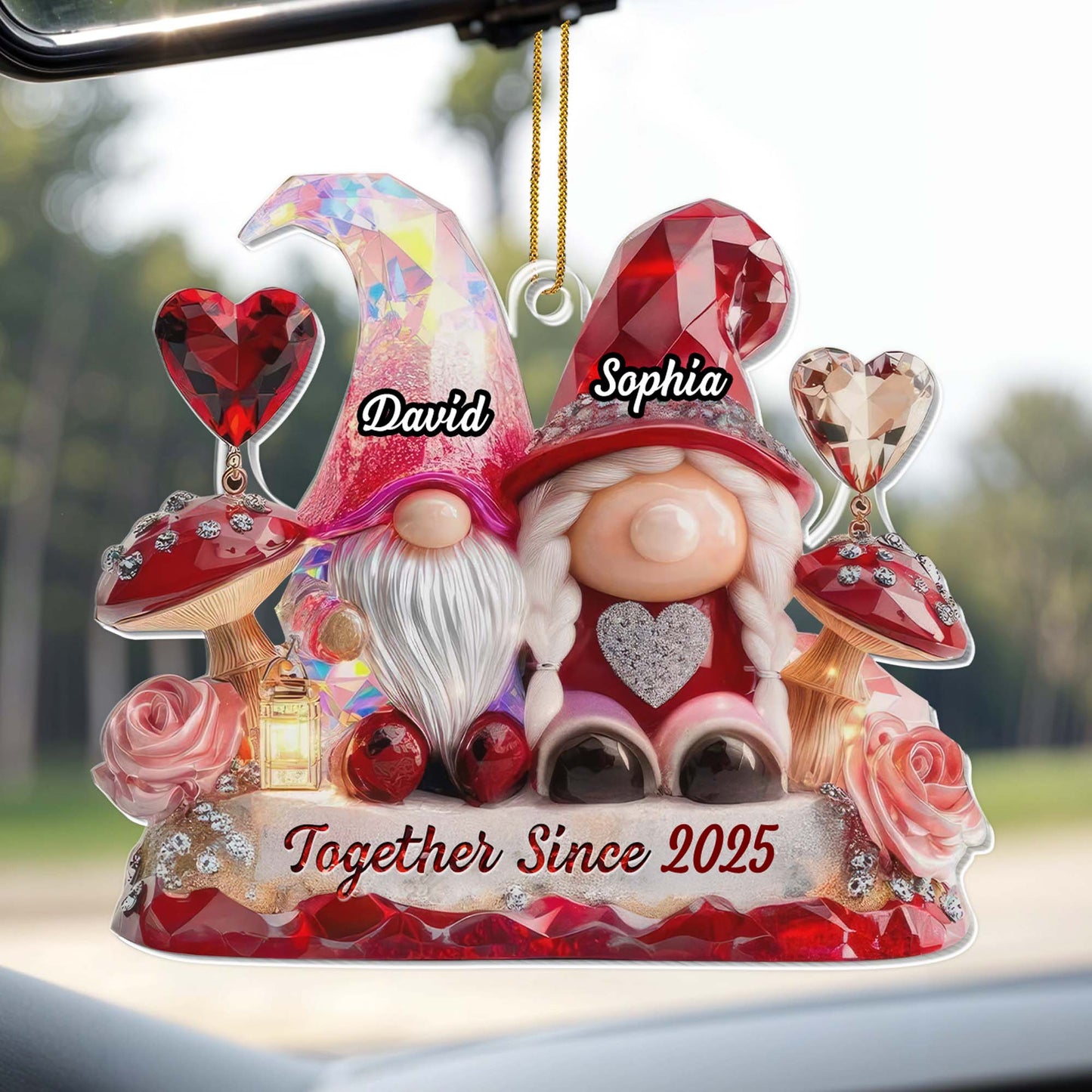 Together Since Custom Year With Gnomes and Roses