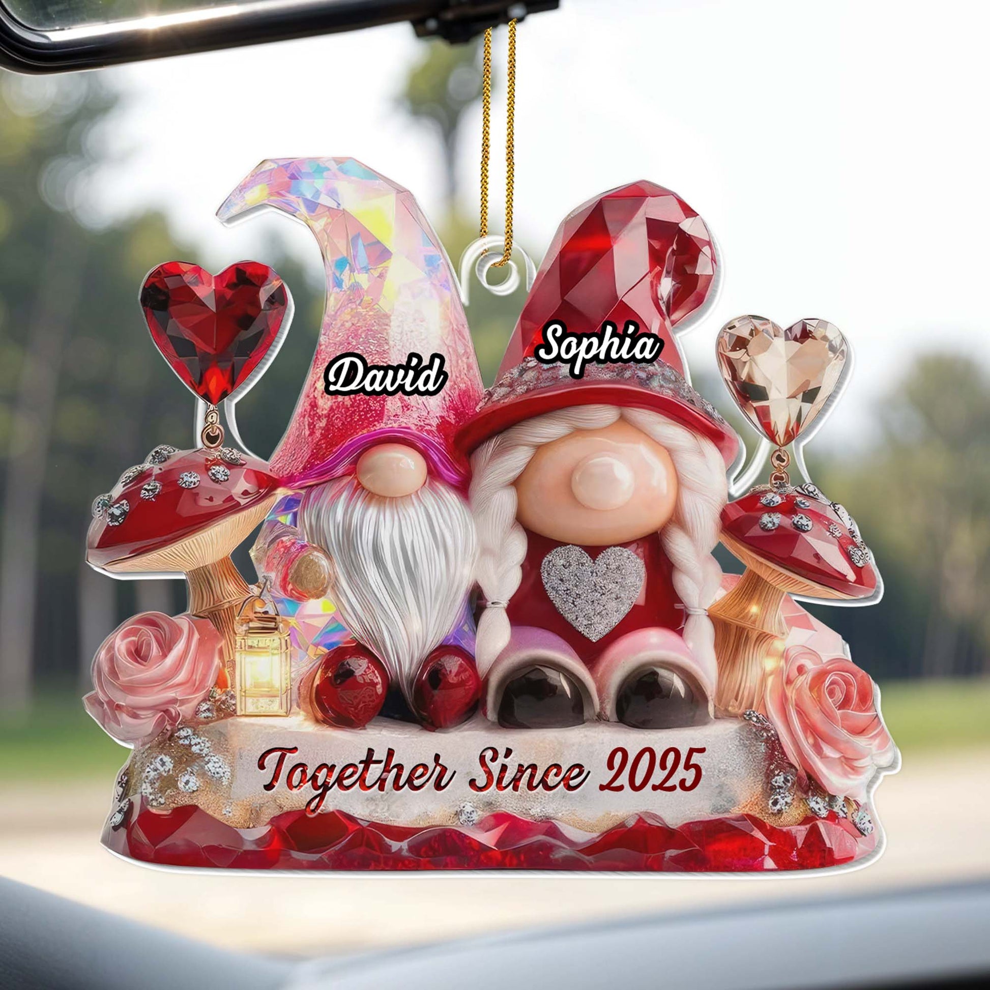 Together Since Custom Year With Gnomes and Roses