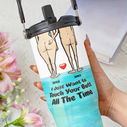 Just Want To Touch Your Butt, Couple And Heart - Personalized 30oz Tumbler With Handle - CPL948_TBH