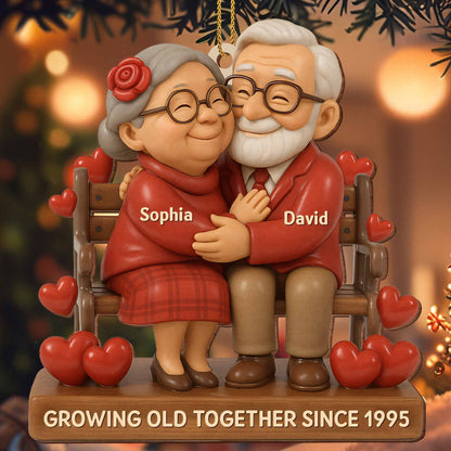 Growing Old Together, Elderly Couple On A Bench