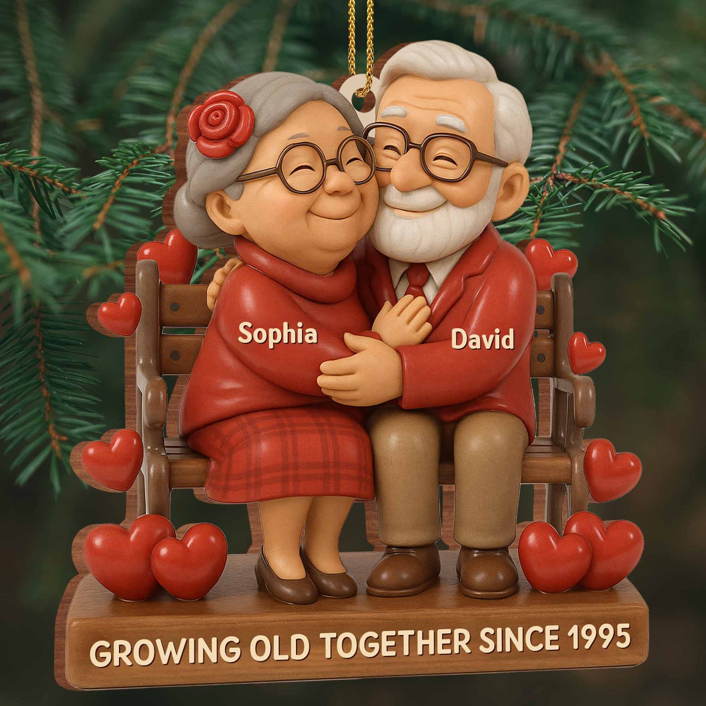 Growing Old Together, Elderly Couple On A Bench
