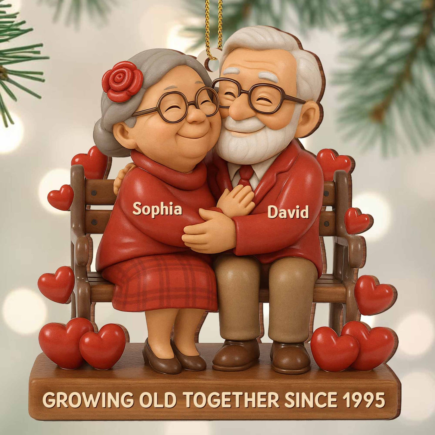 Growing Old Together, Elderly Couple On A Bench