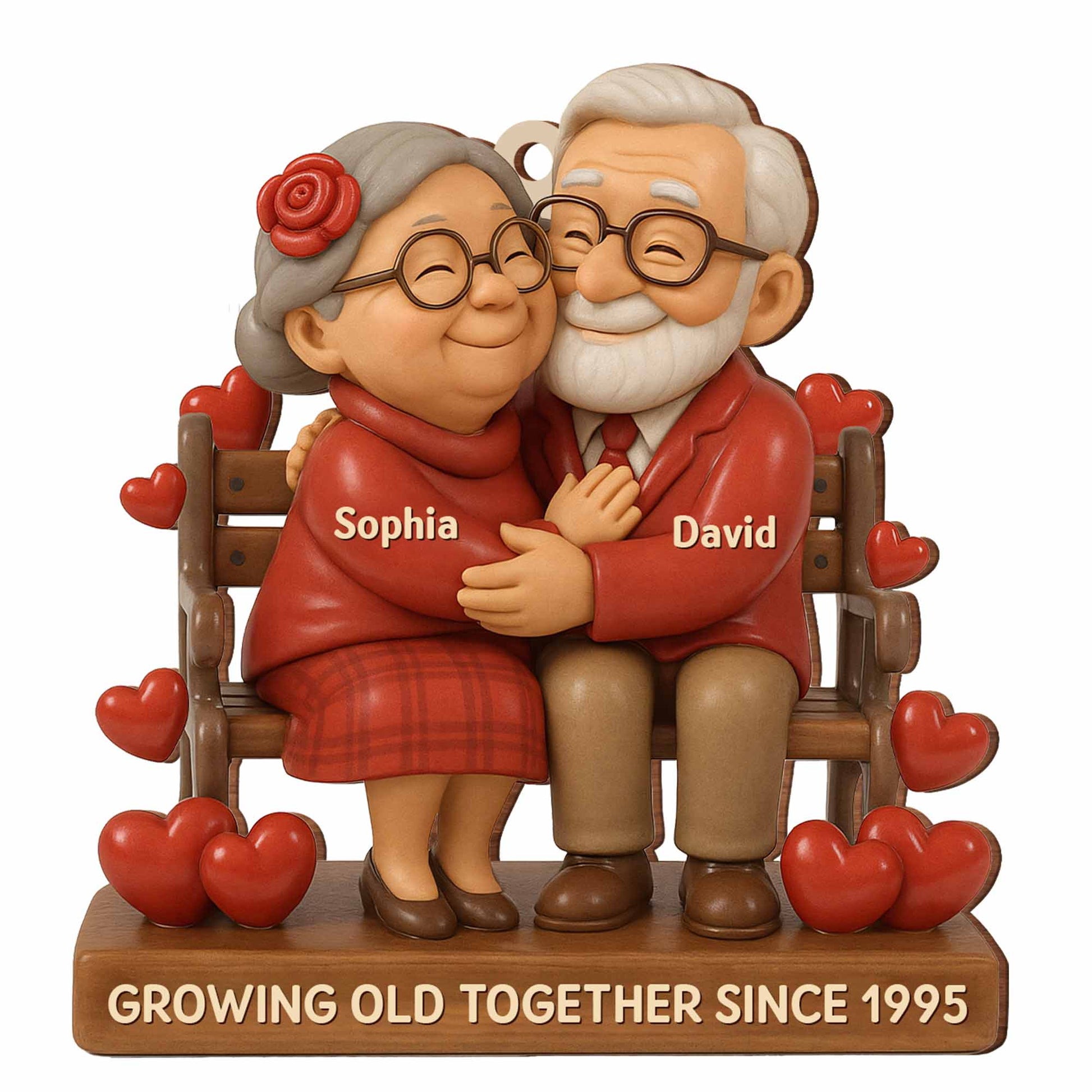 Growing Old Together, Elderly Couple On A Bench