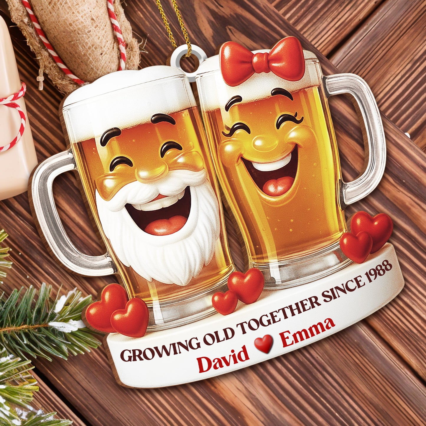 Growing Old Together, Celebrating With Beer Mugs