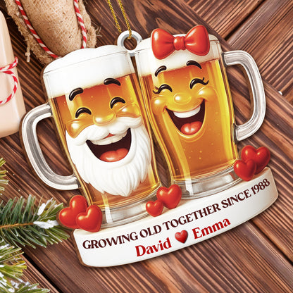 Growing Old Together, Celebrating With Beer Mugs