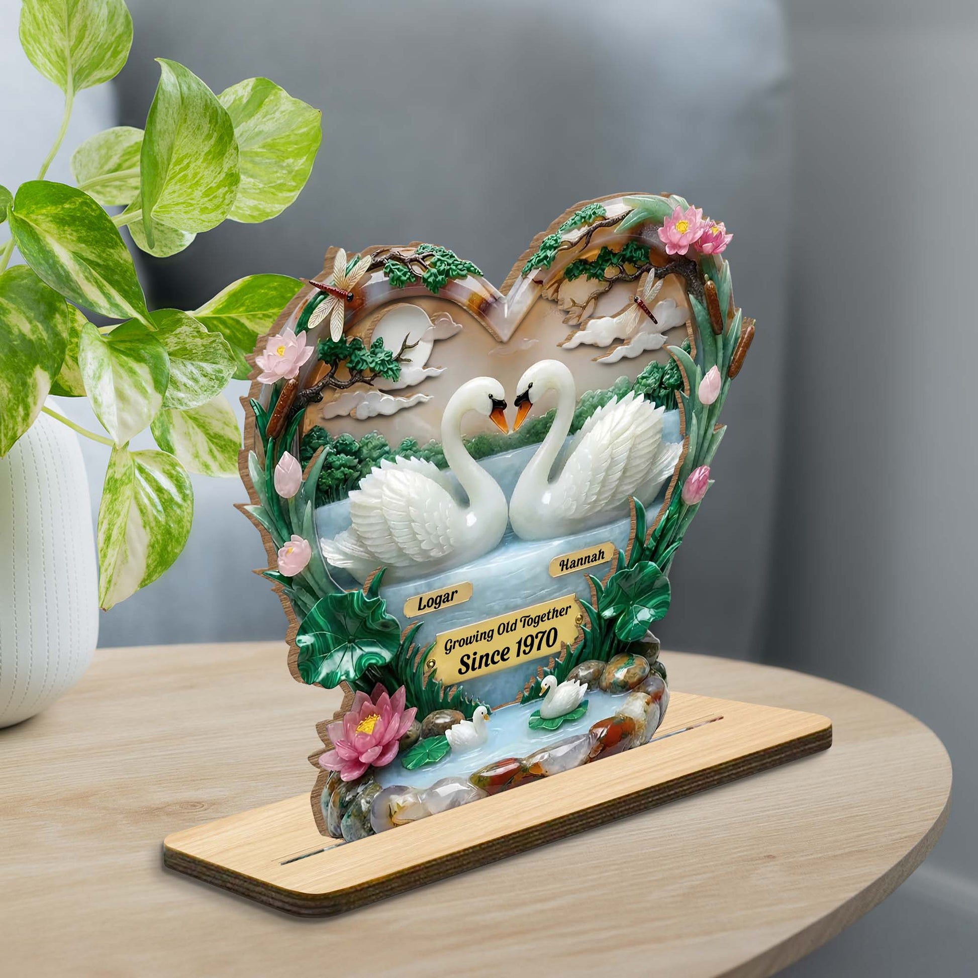 Growing Old Together With Swans And Flowers