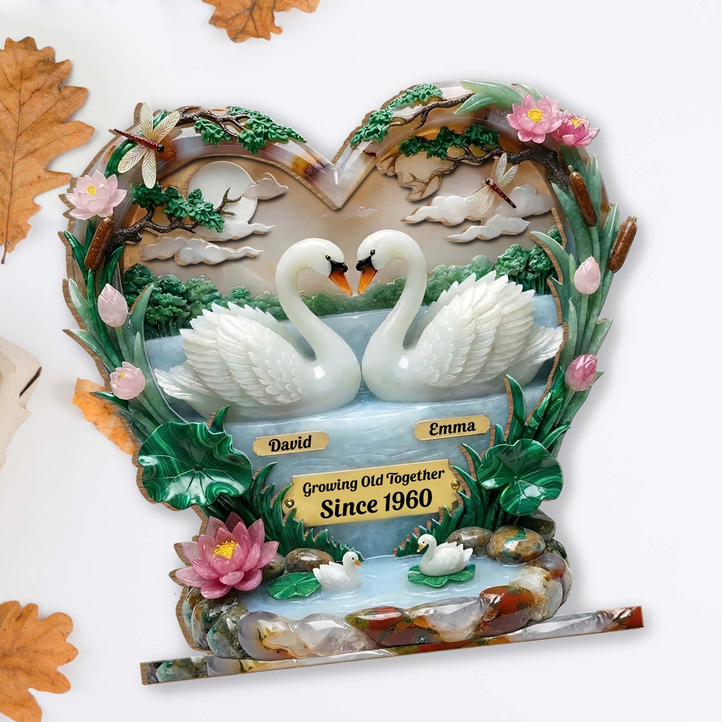 Growing Old Together With Swans And Flowers