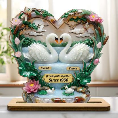 Growing Old Together With Swans And Flowers