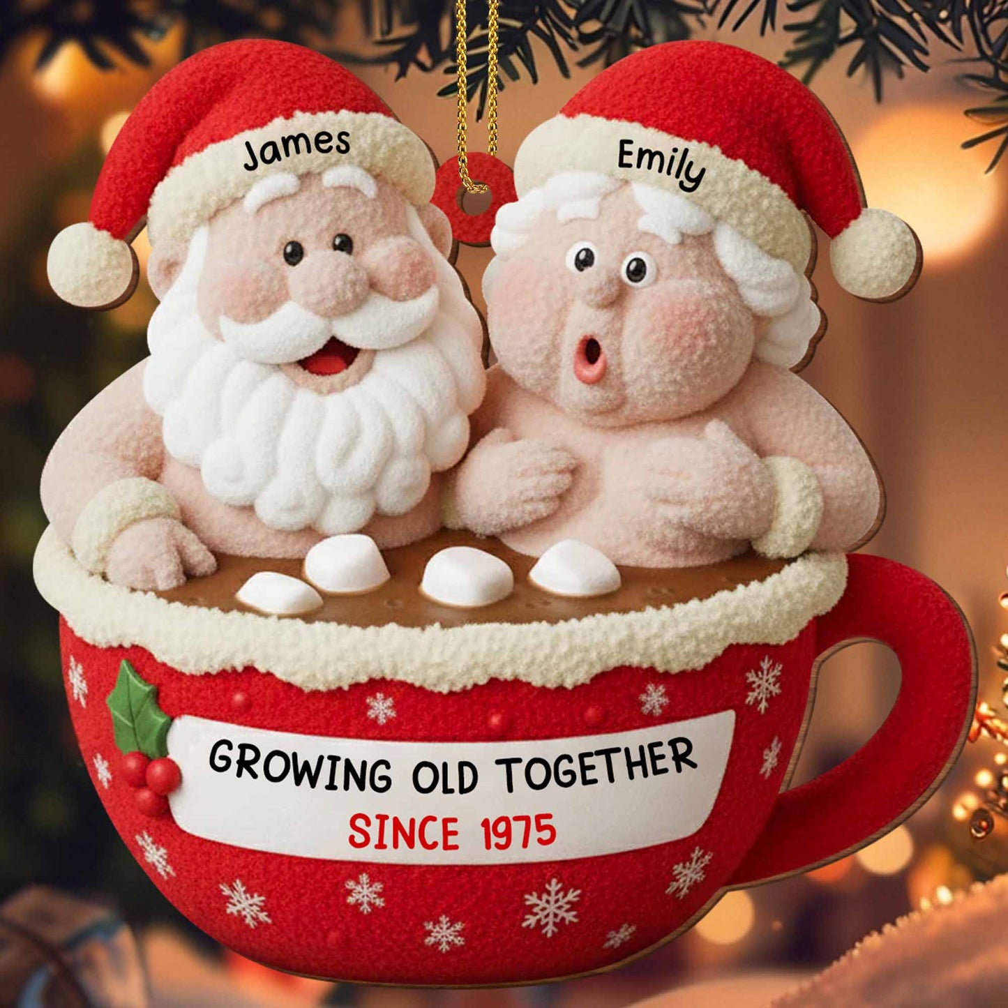 Growing Old Together Santa And Mrs. Claus Ornament - Personalized Custom Wood Ornament, Custom Shaped - CPL961_WDO