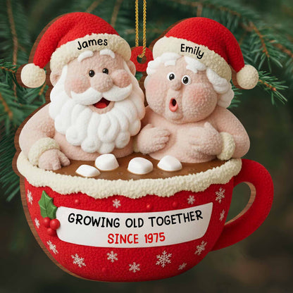 Growing Old Together Santa And Mrs. Claus Ornament - Personalized Custom Wood Ornament, Custom Shaped - CPL961_WDO