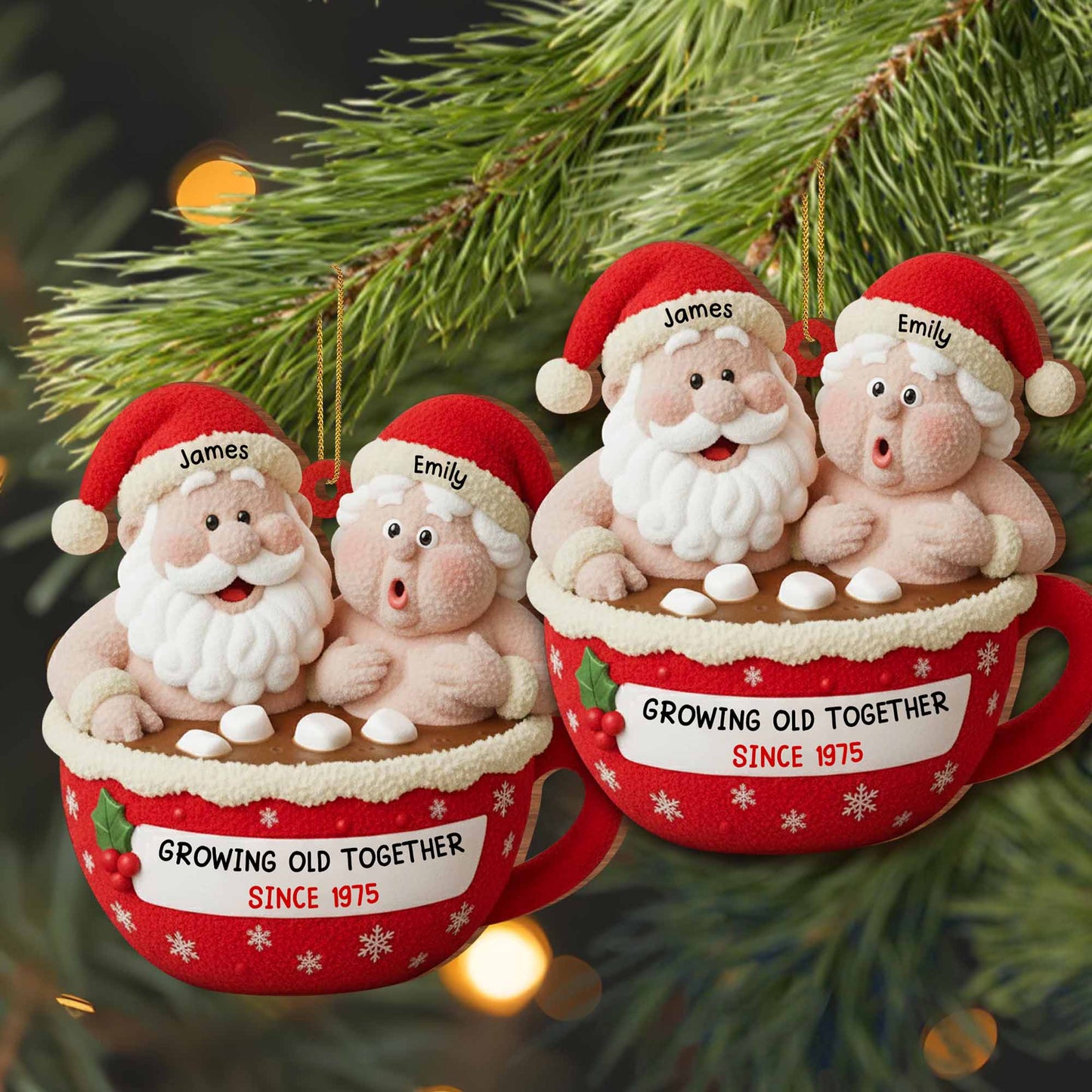 Growing Old Together Santa And Mrs. Claus Ornament - Personalized Custom Wood Ornament, Custom Shaped - CPL961_WDO