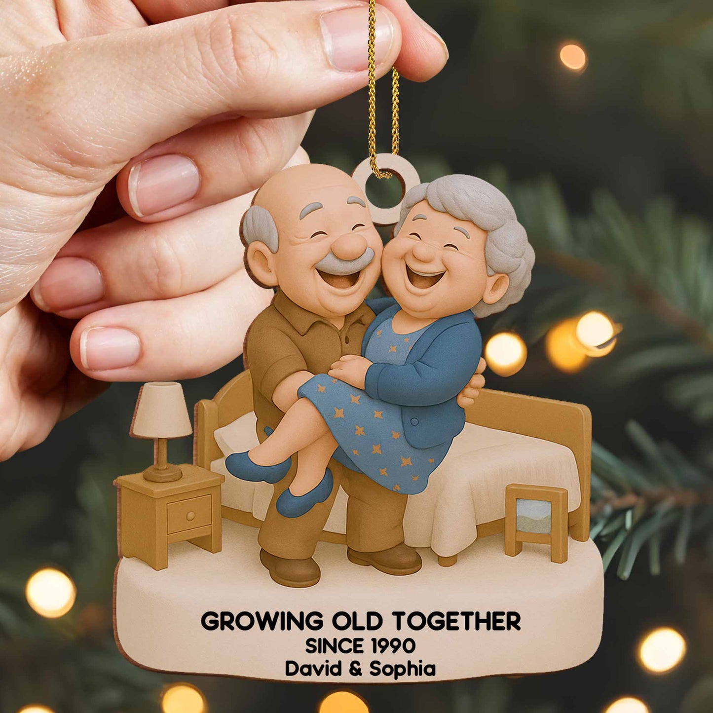 Growing Old Together, Elderly Couple Ornament