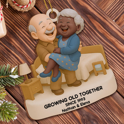 Growing Old Together, Elderly Couple Ornament