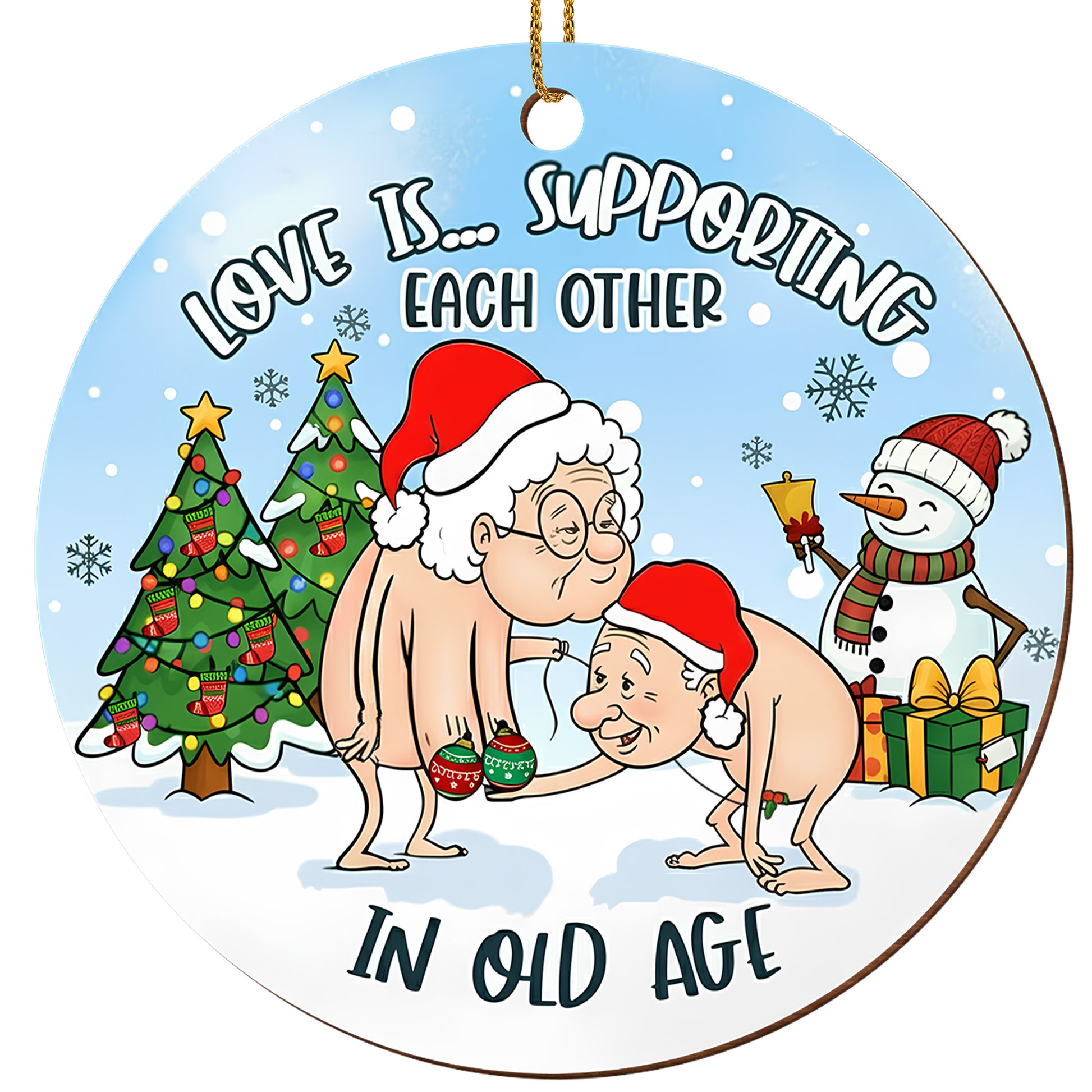 Love Is Supporting Each Other, Elderly Couple Christmas Ornament