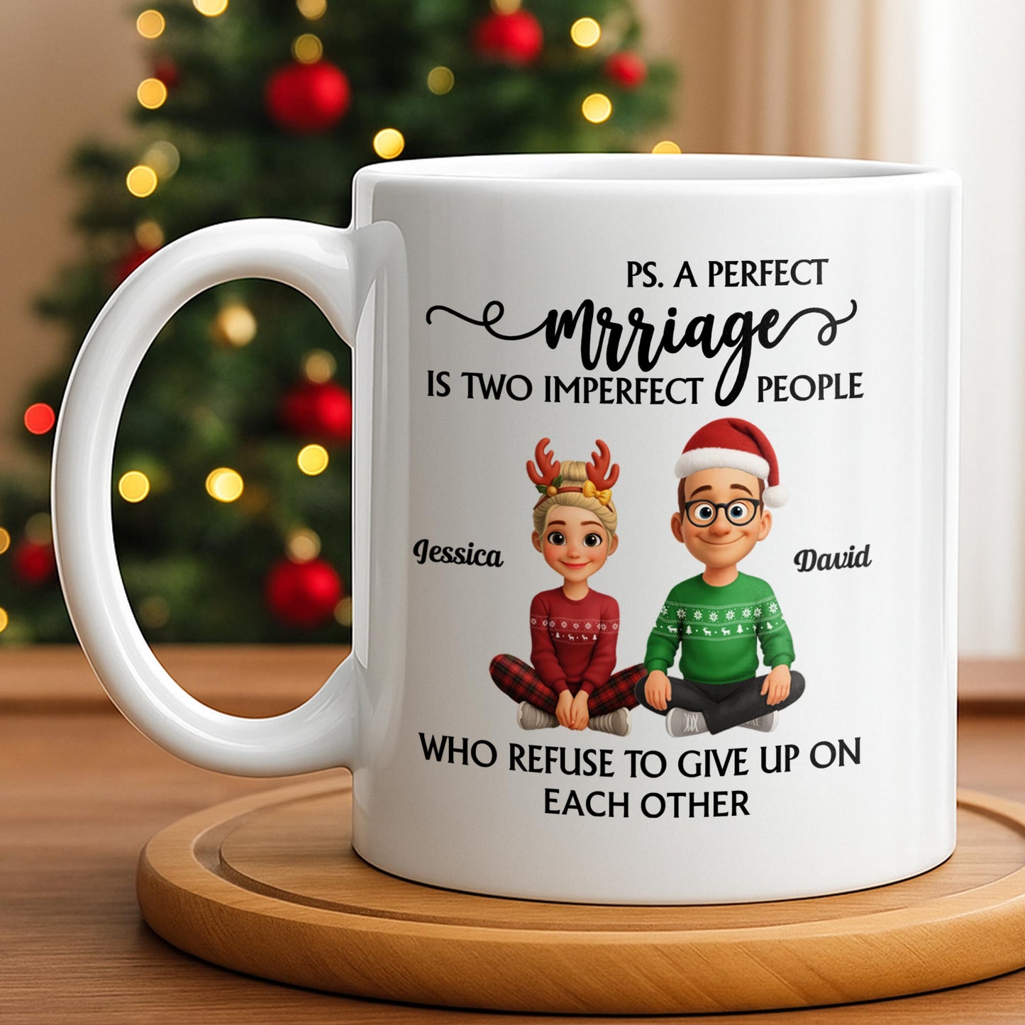 A Perfect Marriage, Cartoon Couple In Christmas Attire