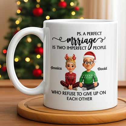 A Perfect Marriage, Cartoon Couple In Christmas Attire