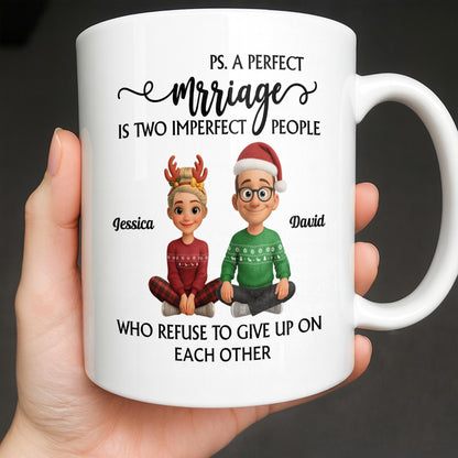 A Perfect Marriage, Cartoon Couple In Christmas Attire