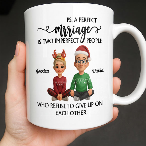 A Perfect Marriage, Cartoon Couple In Christmas Attire