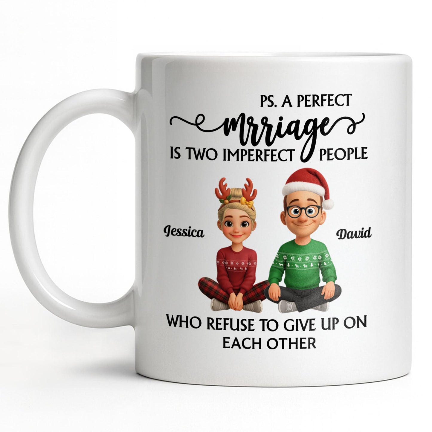 A Perfect Marriage, Cartoon Couple In Christmas Attire