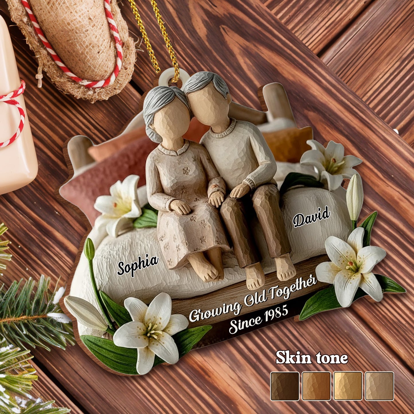 Growing Old Together Elderly Couple Ornament