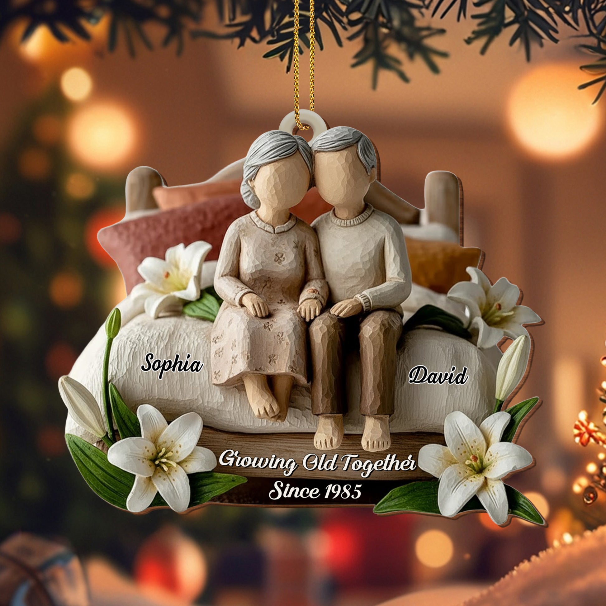 Growing Old Together Elderly Couple Ornament