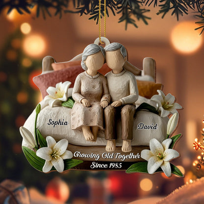 Growing Old Together Elderly Couple Ornament