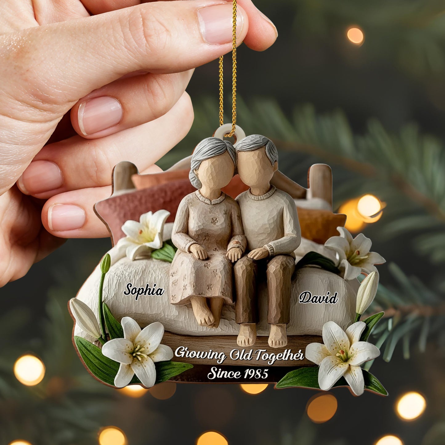 Growing Old Together Elderly Couple Ornament