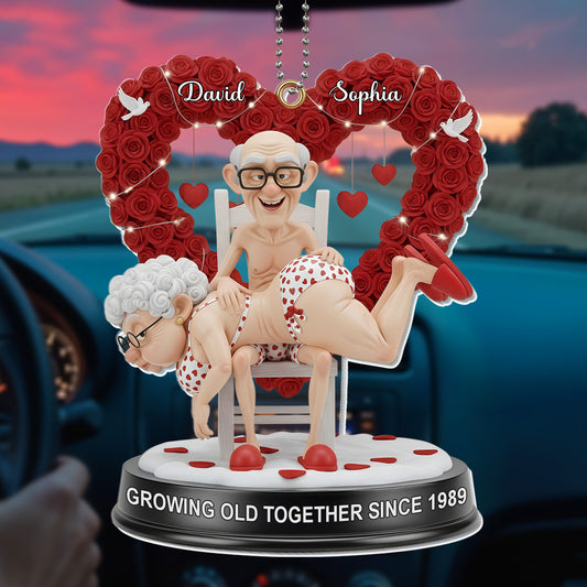 Growing Old Together Elderly Couple With Hearts And Roses