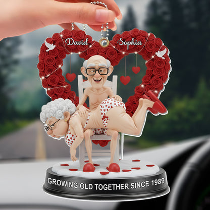 Growing Old Together Elderly Couple With Hearts And Roses