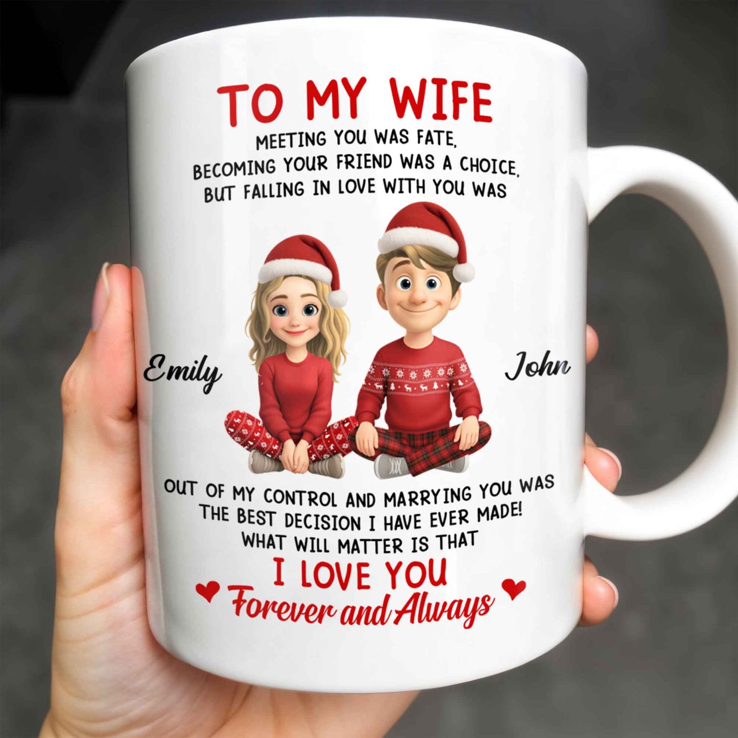 To My Wife, Meeting You Was Fate, Love Forever And Always, Cartoon Couple